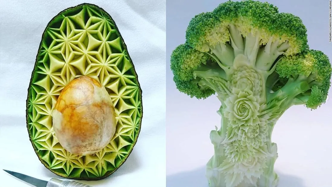 Japanese chef carves food into incredible pieces of art