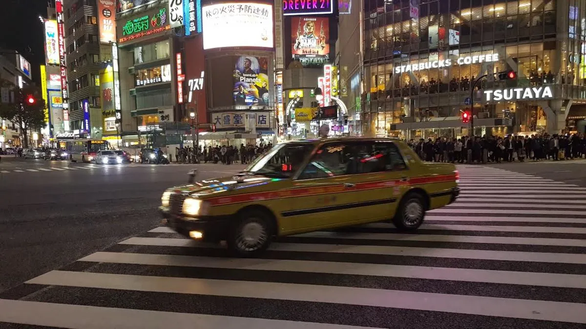 Taxi Crossing. Shibuya, Tokyo, Japan.