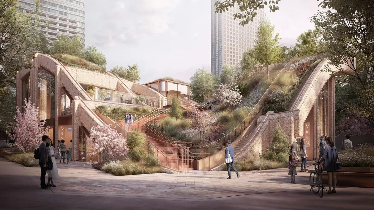 Heatherwick Studio reveals designs for "gigantic planted pergola" in Tokyo